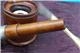 Antique Treen Inkwell in shape of Cannon Barrel and Powder  barrel. B35