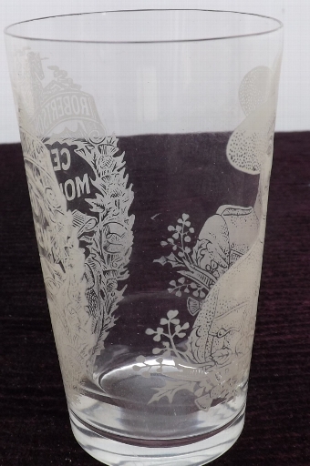 Antique Baden Powells etched presentation whisky Glass rare and in perfect condition.