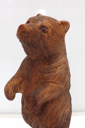 Antique Bear standing on hind legs, wood Black forest carved. SB