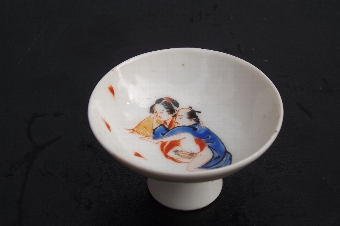 Erotica Japanese couple small saki porcelain cup Victorian. CB