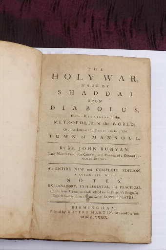 Antique The Holy War. book by John Bunyan first edition 1789. B37