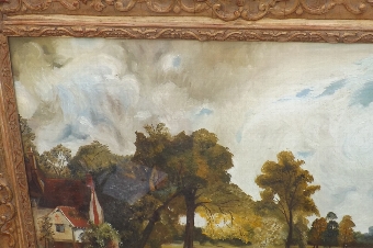Antique Painting of Victorian scene behind glass signed by artist in superb frame