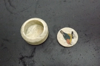 Antique Pill box in stone with Bird motif Chinese. B29