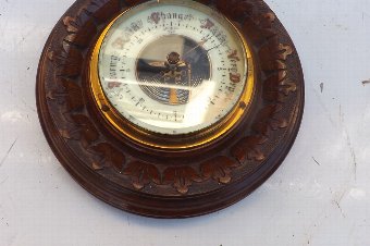 Antique Barometer/thermometer carved walnut case. SBB 