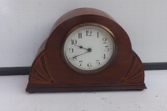 Art Deco Mantel clock 8 Day mechanical movement inlaid mahogany cased. CC