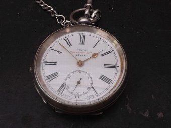solid silver pocketwatch with silver chain