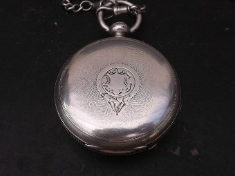 Antique solid silver pocketwatch with chain