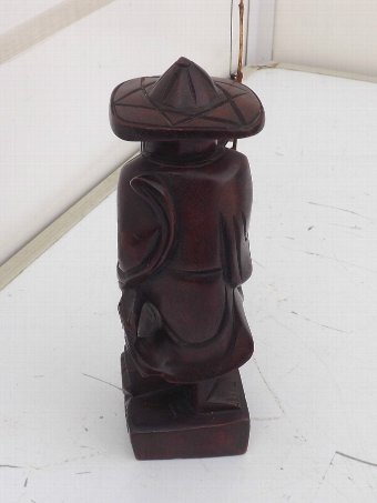 Antique Carved Chinese figure of fisherman Victorian