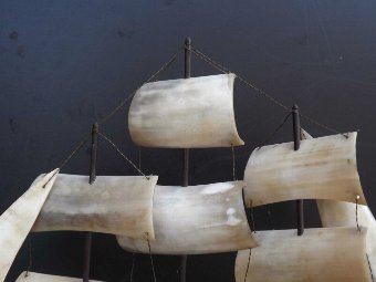 Antique Sailing Ship musical art form in Whale Bone