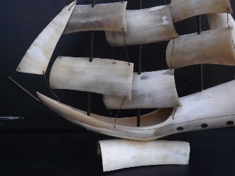 Antique Sailing Ship musical art form in Whale Bone
