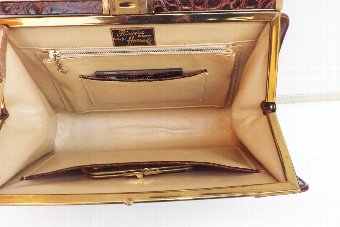Antique Harrods Ladie's Crockodile Handbag