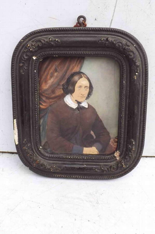 Antique Minature painting of woman Victorian 