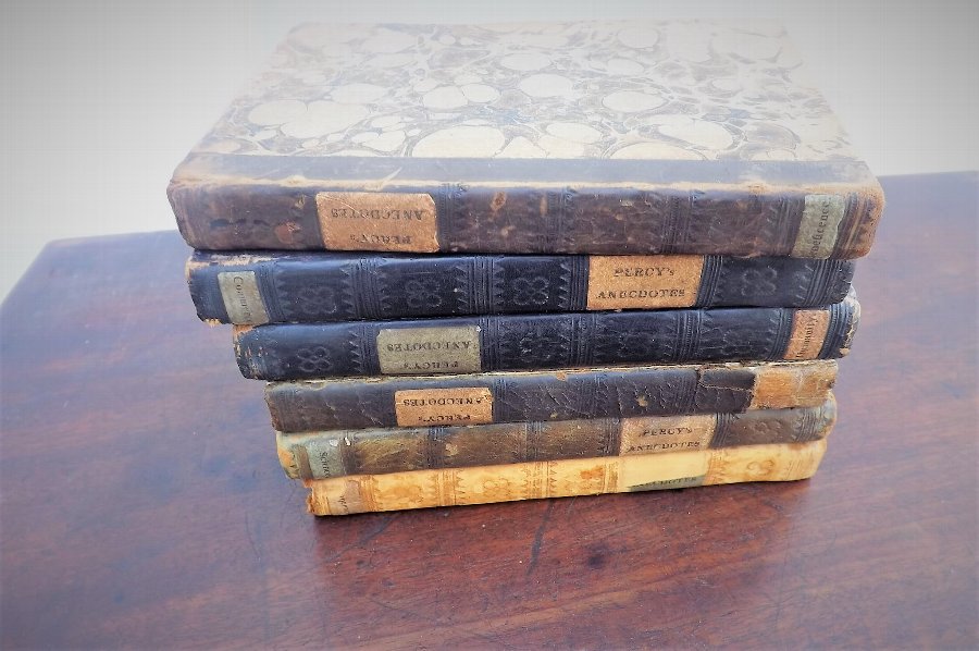 Antique Georgian set of six Percy anecdotes books 