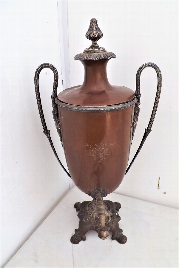 Antique Samovar  copper and silver plate 