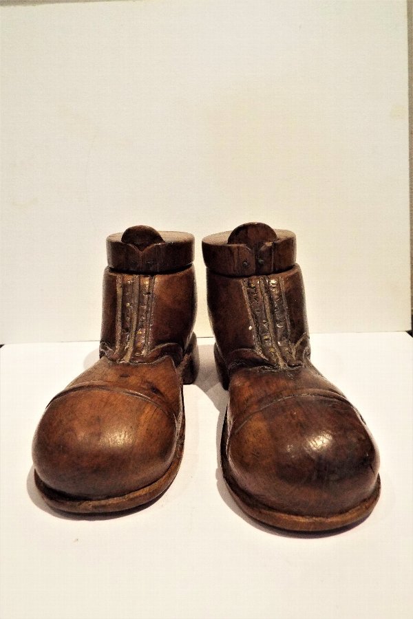 Antique Pair of Vintage wooden boots 