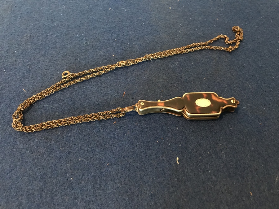 Antique Tortoise shell and gold Victorian house keeper’s lanyard and glasses