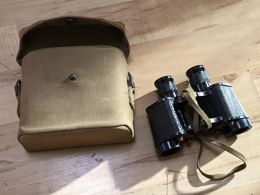 Antique British Army officers binoculars and case 2WW