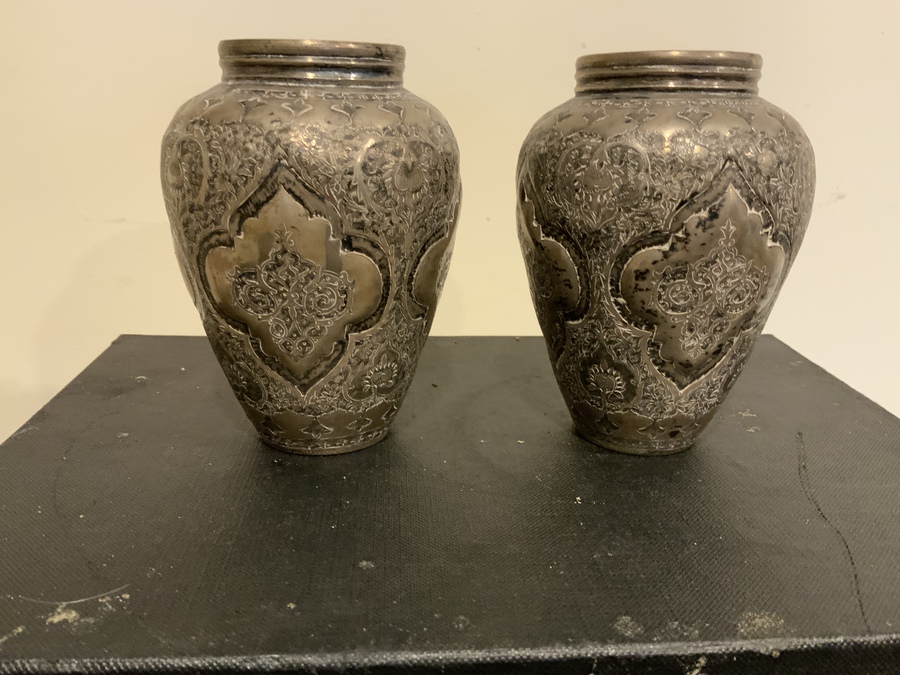 Antique Pair of Persia silver vases