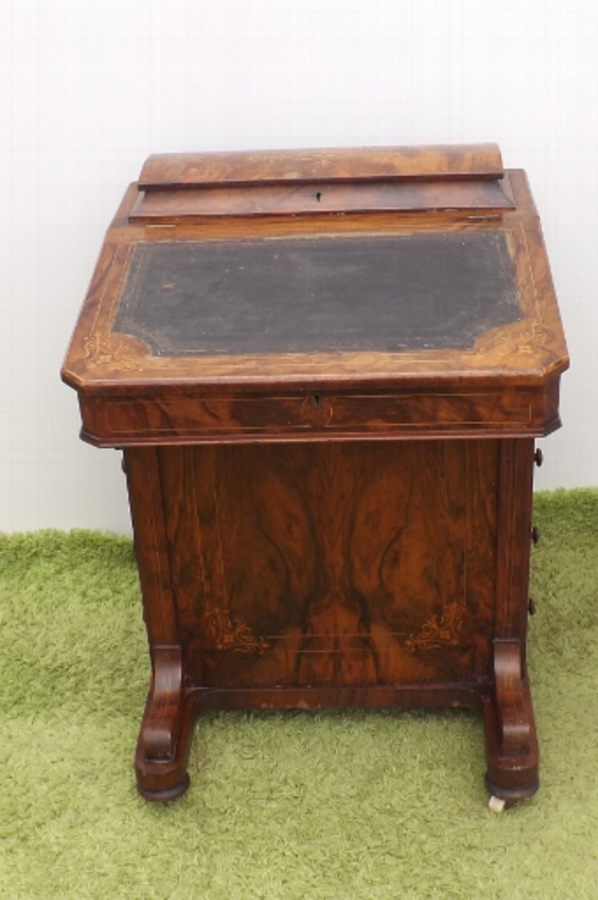Antique Desk Davenport burr walnut Victorian Ladies writing station circa 1850's