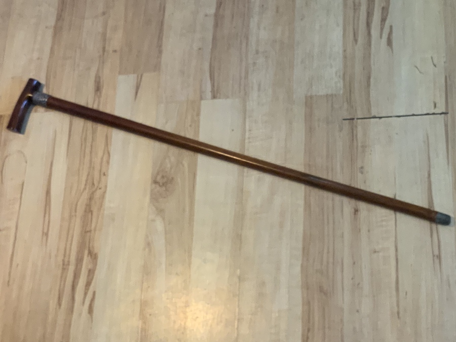 Antique Superb Gentleman’s walking stick sword stick with silver collar 