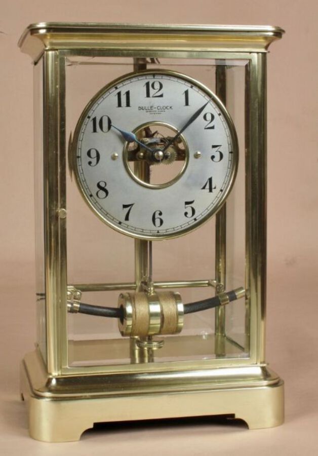 Antique Bulle Electric Four sided glass and brass clock circa 1920’s