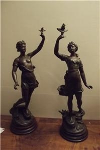 Antique L GUILERNI PAIR OF SPELTER FIGURES STUNNING QUALITY ITEMS.