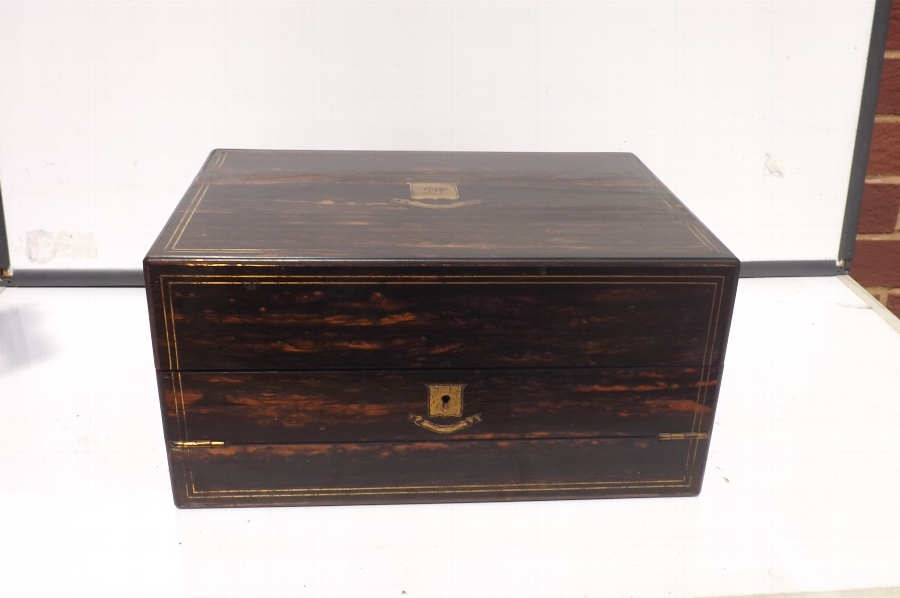 Antique Writing Box of Distiction in Coromandle wood comes with key Victorian, FBS