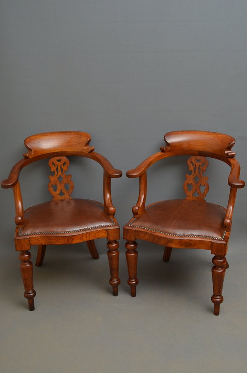Pair of Victorian Office Chairs Sn2842  