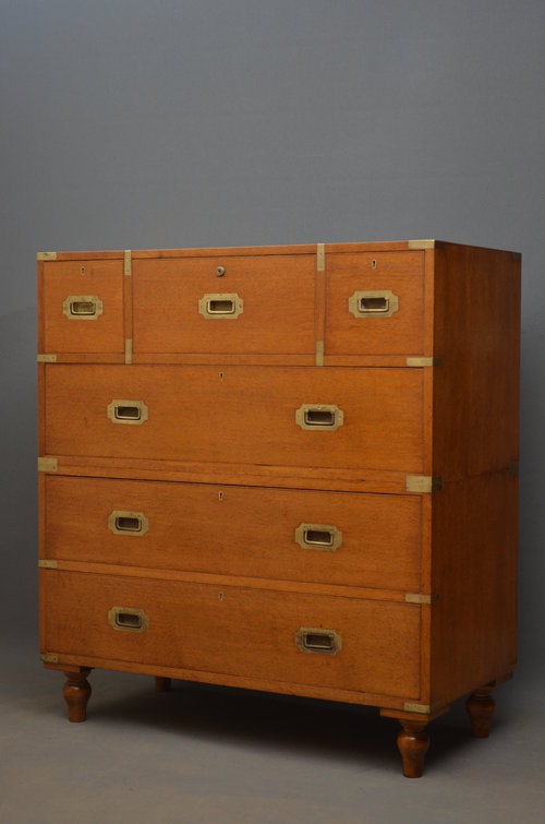 Victorian Oak Military Chest of Drawers Sn2948
