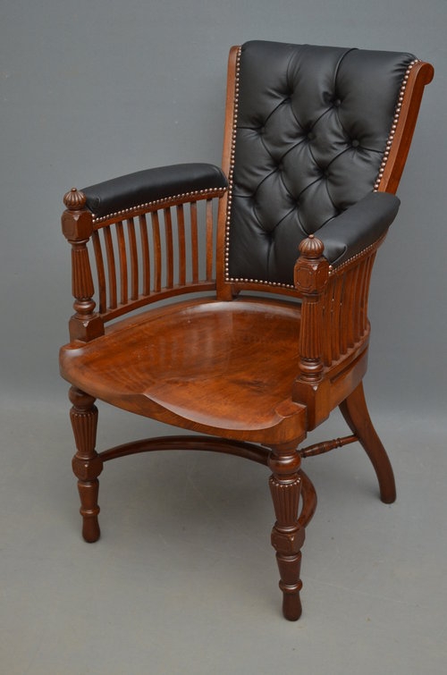 Late Victorian Office Chair - Mahogany Desk Chair Sn2964