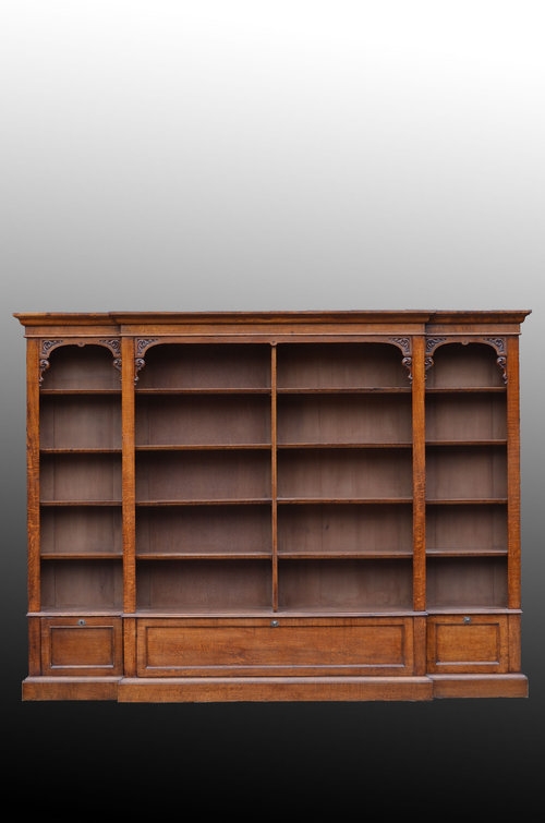 Victorian Breakfronted Bookcase - Oak Bookcase Sn3116