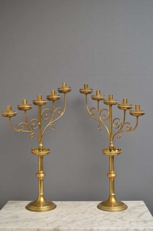 Victorian Brass Candlestick Holders Sn2724 