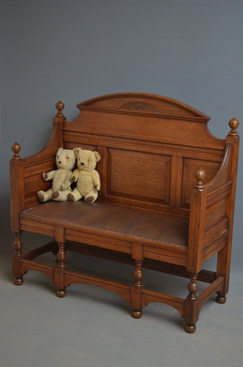 Turn of the Century Oak Bench - Settle Sn3152 