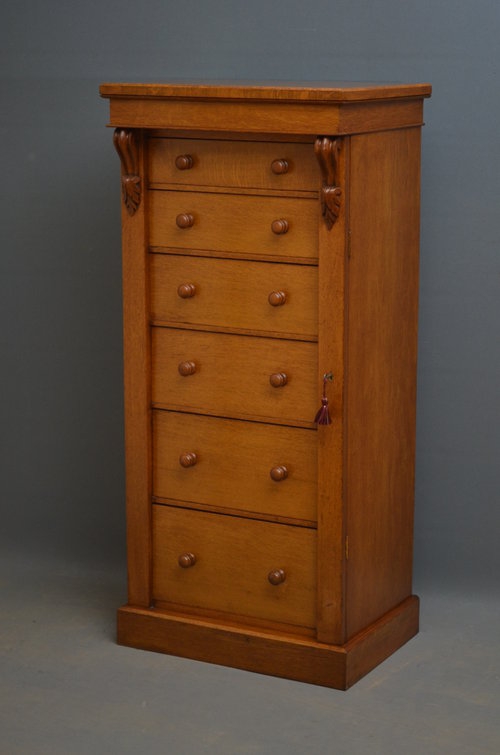 Victorian Oak Wellington Chest of Drawers Sn3214