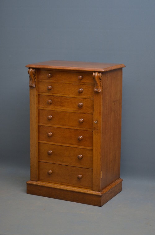 Victorian Oak Wellington Chest of Drawers Sn3162
