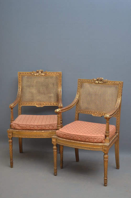 Attractive Pair of Gilded Armchairs Sn3176 