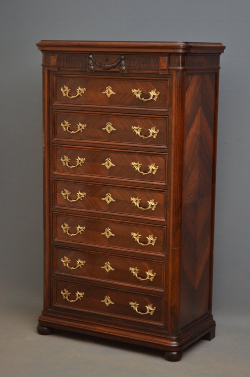 Continental Rosewood Tall Chest of Drawers Sn3289