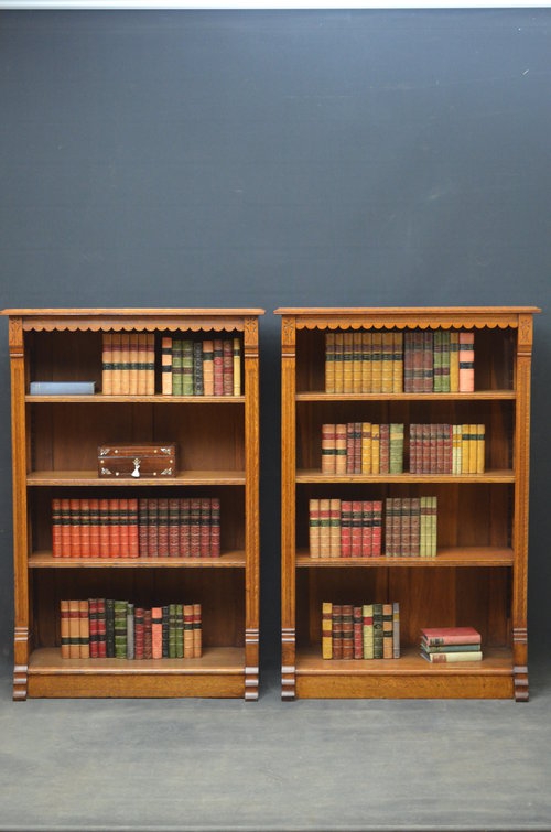 Pair Of Victorian Open Bookcases in Oak Sn3305 
