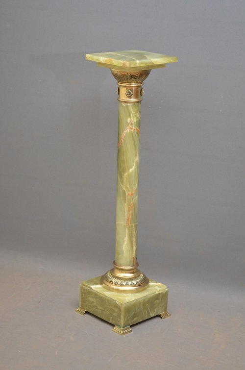 Early XX Green Marble Column - Pedestal Sn3316 