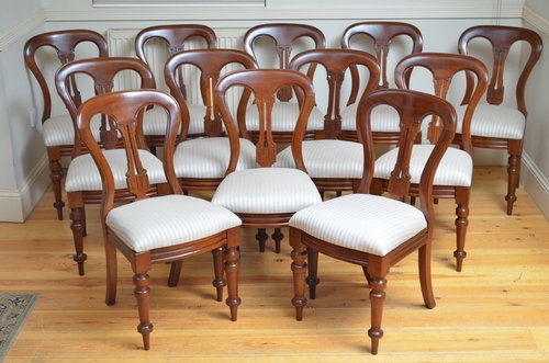 Superb set of 12 Victorian Mahogany Dining Chairs Sn3314 