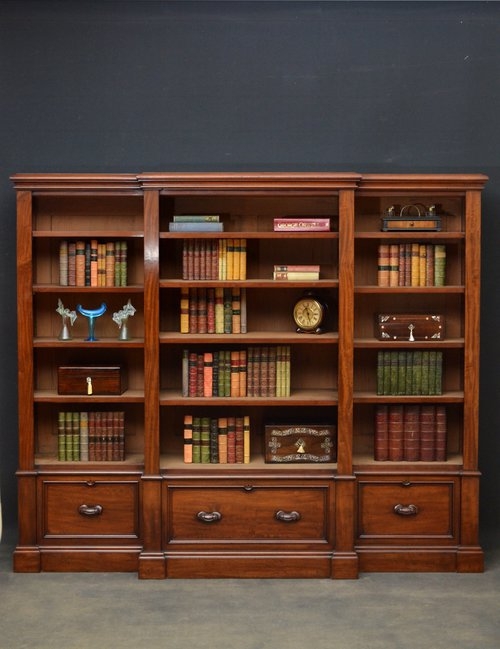 Rare Victorian 3 Section Open Bookcase in Mahogany Sn3342
