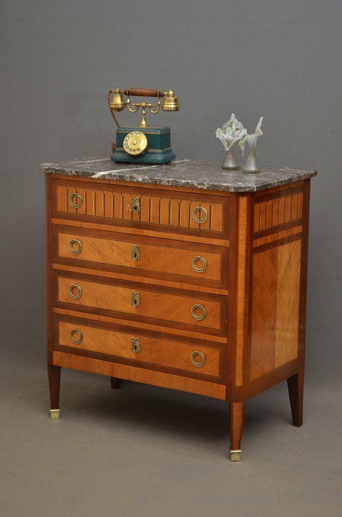 Small Continental Inlaid Chest of Drawers Sn3341 