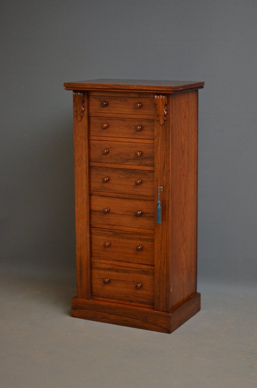 Victorian Rosewood Wellington Chest of Drawers sn3338