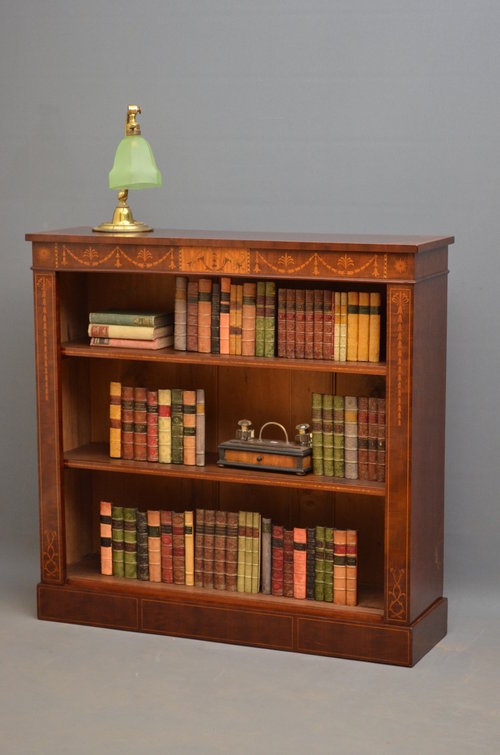 Edwardian Mahogany and Inlaid Open Bookcase sn3387