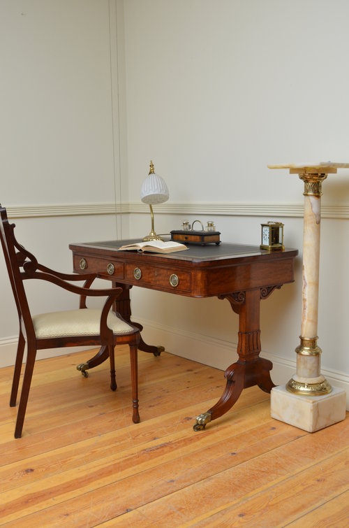 Fine Regency Library Table with Leather Top sn3376