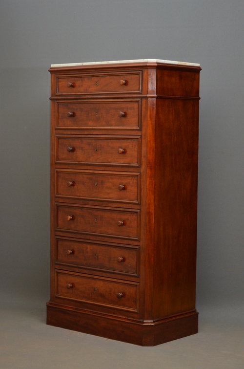 Tall and Slim Victorian Chest of Drawers 