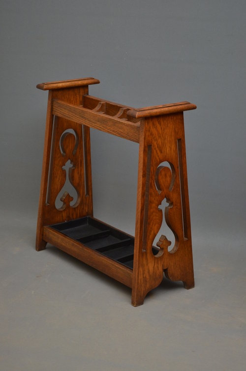 Stylish Arts and Crafts Umbrella Stand in Oak