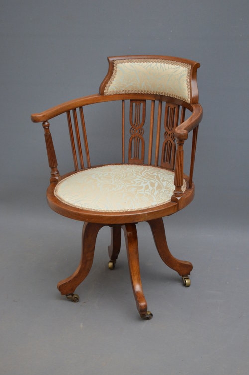 Edwardian Mahogany Swivel Chair Sn3405