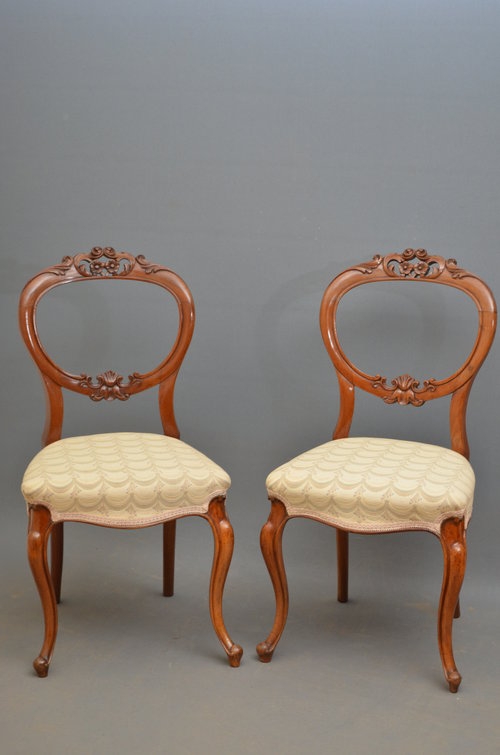 Pair Of Victorian Walnut Chairs Sn3434 