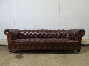 antique chesterfield c1880 victorian sofa leather brown antiques enquire
